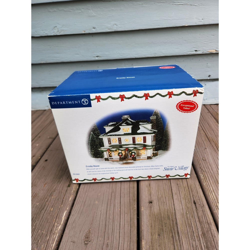 Department 56 Crosby House Snow Village White Green Lighted Ceramic House OS